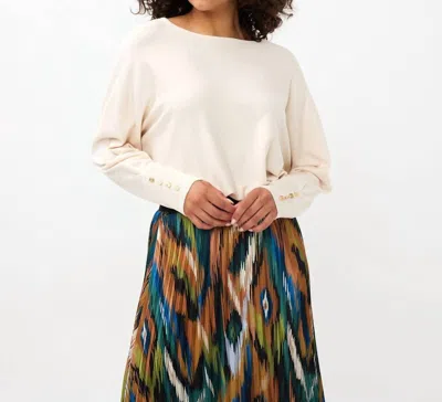 Esqualo Sweater Batwing Buttoned Cuff Basic Knit In Beige