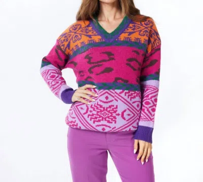 Esqualo Sweater Jacquard Colored In Fuchsia In Multi