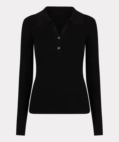 Esqualo Sweater Polo Collar Long Sleeve In Black