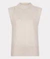 ESQUALO SWEATER SLEEVELESS COL SHOULDER PADS IN IVORY