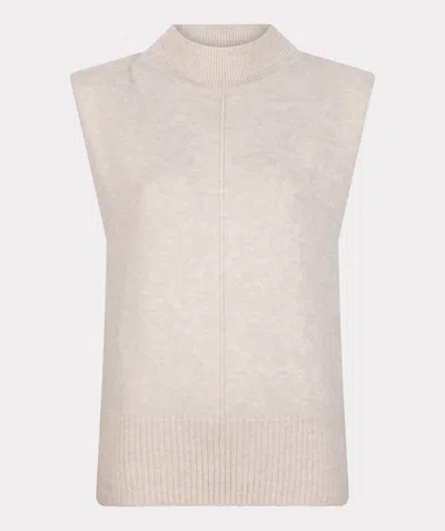 Esqualo Sweater Sleeveless Col Shoulder Pads In Ivory In Beige