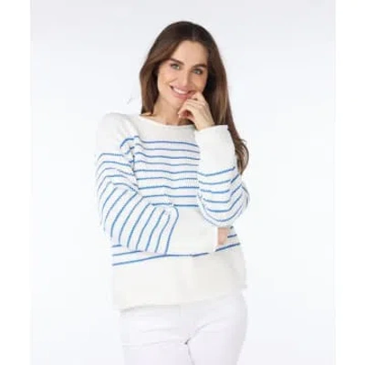 Esqualo Sweater Stripes Curling Edge Off White/blue