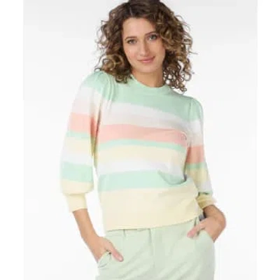 Esqualo Sweater Stripes Pistache In Blue