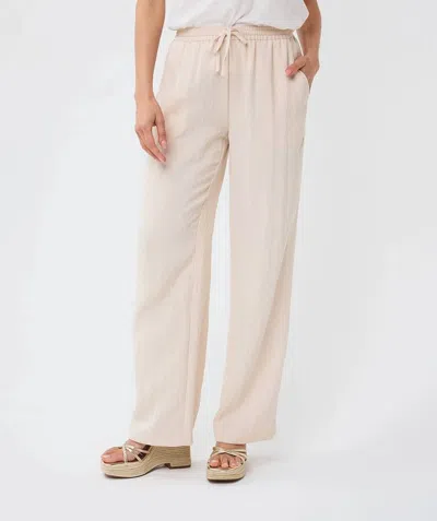 Esqualo Talli Wide Crush Trousers In Natural In Metallic