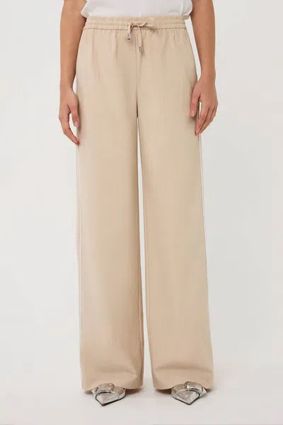 Esqualo Tapes Pinstripe Trousers In White In Neutral