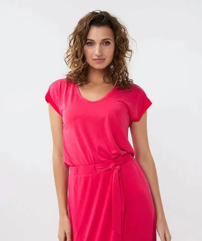 Esqualo Tecia Turn Up Sleeve T-shirt In Magenta In Pink