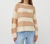 Esqualo Textured Sweater Pullover In Tan/cream Stripe In Multi