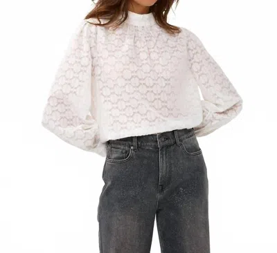 Esqualo Tiril Turtleneck Plumetis Blouse In Off-white