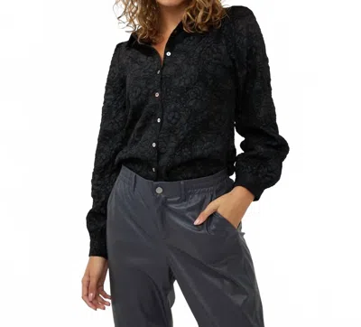 Esqualo Tone On Tone Floral Jacquard Blouse In Black