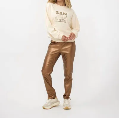 Esqualo Tregging Vegan Leather Trousers In Brandy In Brown
