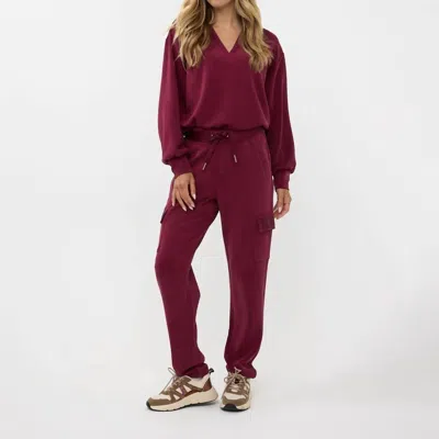 Esqualo Trouser Cargo Satin In Wine Red