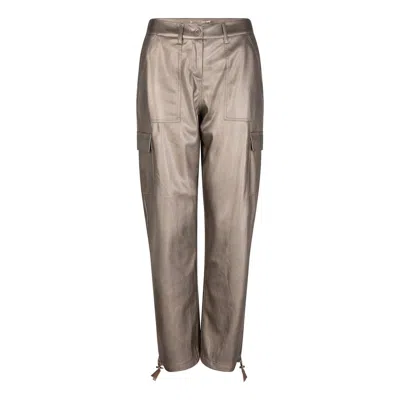 Esqualo Trousers Cargo Pu In Soft Gold In Multi