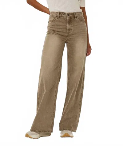 Esqualo Tuva Wide Leg Jean In Light Caramel In Brown