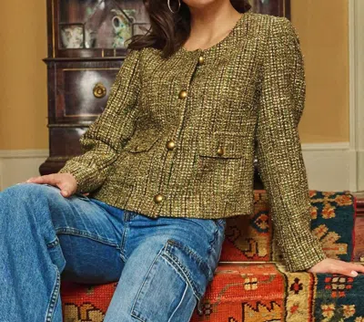 Esqualo Tweed Blazer In Green