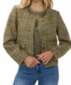 Esqualo Tweed Blazer In Multi Color In Green
