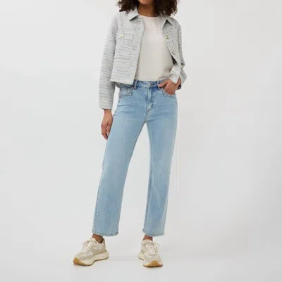 Esqualo Tweed Crop Jacket In Blue/cream Multi