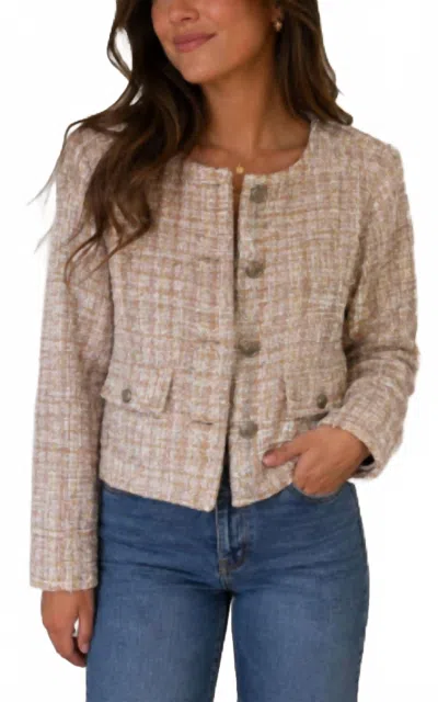 Esqualo Tweed Jacket In Sand In Brown