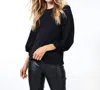 Esqualo Twist Sleeve Top In Black In Black