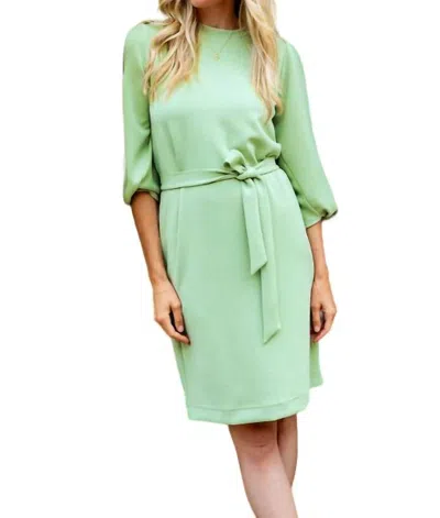 Esqualo Twisted Sleeve Modal Dress In Lime In Green