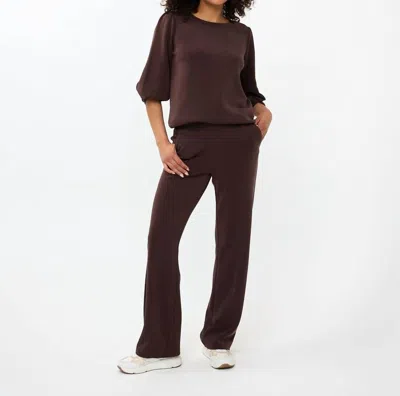 Esqualo Twisted Sleeve Modal Sweater In Chocolate In Gold