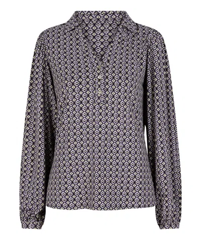 Esqualo V-neck Blouse In Graphic Earth In Multi