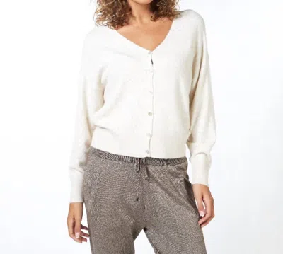 Esqualo V Neck Cardigan In Light Sand In White