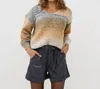 Esqualo V-neck Chunky Knit Gradient Sweater In Yellow Multi In Yellow