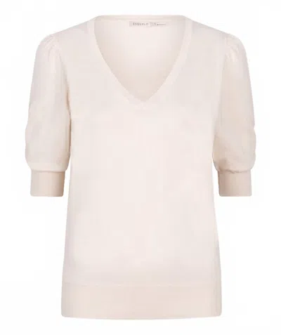 Esqualo V-neck Gathering Sweater In Sand In Neutral