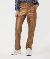 Esqualo Alphi Cargo Vegan Leather Trousers In Brandy In Brown