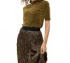 Esqualo Velour Stretch Turtleneck Top In Moss Green In Green