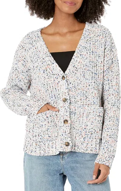 Esqualo Viki V-neck Open-knit Cardigan In Multicolor In Neutral