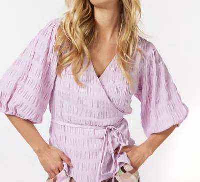 Esqualo Viola Overlap Seersucker Blouse In Violet In Purple