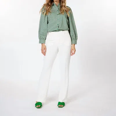 Esqualo Wide City Stretch Trouser In Off White In Green