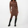 Esqualo Wide Lurex Shimmer Belted Dress In Brandy In Brown