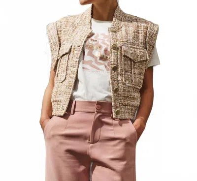 Esqualo Winna Tweed Waistcoat Vest In Sand Multi In Transparent