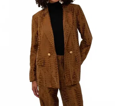 Esqualo Women's Animal Jacquard Blazer In Olive In Multi