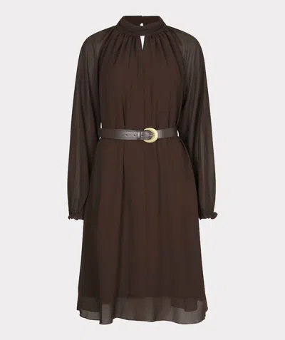 Esqualo Women's Chiffon Dress In Cacao In Multi