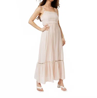 Esqualo Women's Embroidered Crinkle Maxi Dress In Beige In Neutral