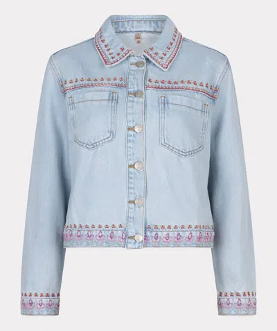 Esqualo Women's Jonna Jean Embroidery Jacket In Light Blue