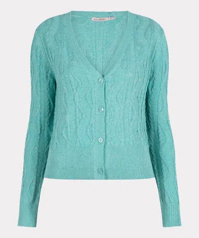 Esqualo Women's Lark Lurex Cable Cardigan In Aqua In Blue