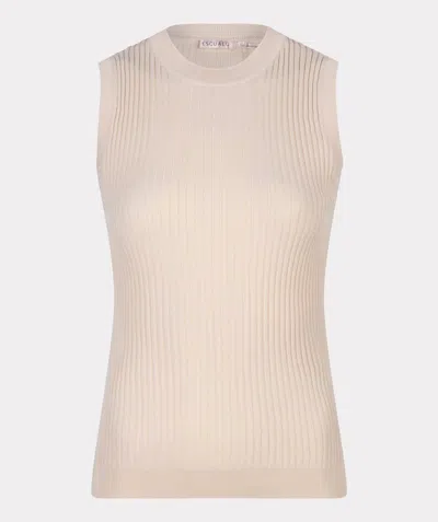 Esqualo Women's Laura Ribbed Tank In Sand In White