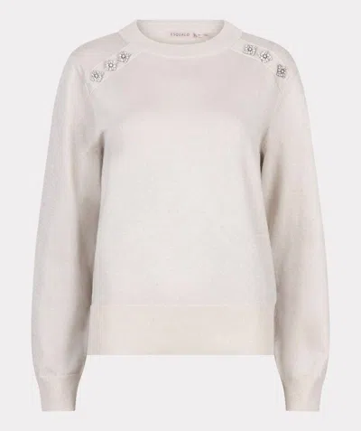Esqualo Women's Lurex Knit Sweater With Crystal Pins In Grey In Neutral