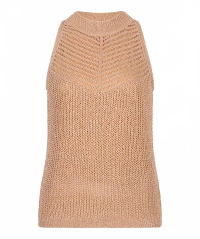 Esqualo Women Lurex Sweater Top In Sand