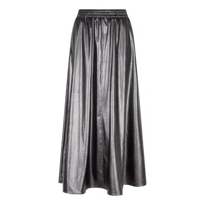 Esqualo Women's Metallic Midi Skirt In Grey In Brown