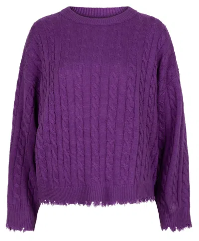 Esqualo Women's Raw Edge Sweater In Deep Lavender In Multi