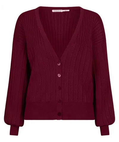 Esqualo Women's Rib Lurex Cardigan In Wine Red
