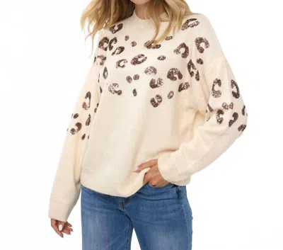 ESQUALO WOMEN'S SEQUINED SWEATER IN BEIGE
