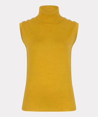 Esqualo Women's Sleeveless Sweater In Golden Olive In Yellow