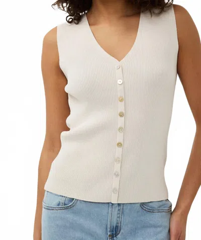 Esqualo Women's Sleeveless V Neck Top In Cream In Neutral