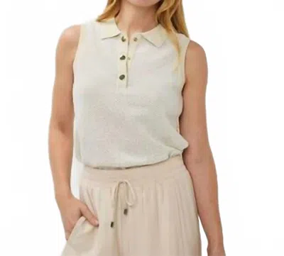 Esqualo Women's Sleevless Sweater Polo Top In Light Stone In Neutral